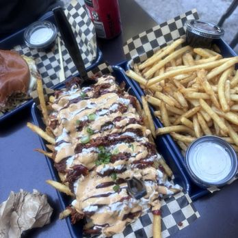 Kinfolks Flatstone Grill - Loaded fries and regular seasoned fries - Burgers Near Me - Riverbank, California Kinfolks Flatstone Grill - Loaded fries and regular seasoned fries - Burgers Near Me - Riverbank, California