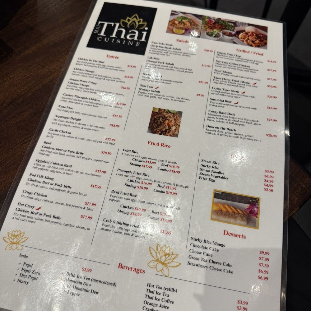 Mai Thai - Menu - Thai Near Me - Omaha, Nebraska