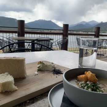 Ember Restaurant and Bar - Soup, bread and butter. Chives, whipped butter, Black Sea salt - Cocktail Bars Near Me - Estes Park, Colorado