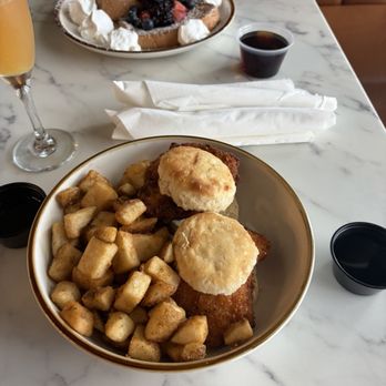 101 Kitchen - Chicken and biscuit with spicy honey with breakfast potatoes - Breakfast & Brunch Near Me - Knightdale, North Carolina 101 Kitchen - Chicken and biscuit with spicy honey with breakfast potatoes - Breakfast & Brunch Near Me - Knightdale, North Carolina