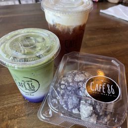 Milk tea, Ube Matcha Latte and Ube cookies!  Onolicious!