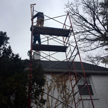 Hynek Construction - Scaffold that went up on the first day. - Masonry/Concrete Near Me - Morton Grove, Illinois