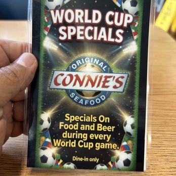 Connie's Seafood 3 - Front of special sign on every table. - Seafood Near Me - Houston, Texas Connie's Seafood 3 - Front of special sign on every table. - Seafood Near Me - Houston, Texas