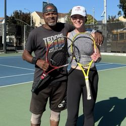 McClain Tennis - Emma my most improved student, out here at Margaret Hayward playground courts, she will be 4.0 soon