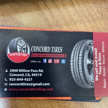 Concord Tires - Business card - Tires Near Me - Concord, California Concord Tires - Business card - Tires Near Me - Concord, California