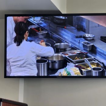 LBCC Bistro - Large Screen Monitor Showing the Kitchen Activity - Cooking Schools Near Me - Long Beach, California