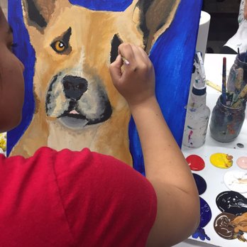 Purple Easel - Kelly painting kodis eyes - Paint & Sip Near Me - Ontario, California Purple Easel - Kelly painting kodis eyes - Paint & Sip Near Me - Ontario, California