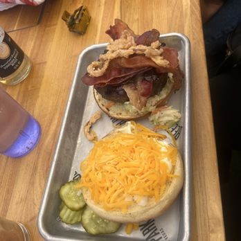 Beer Park - This burger looked delicious but a little too pink for me - Sports Bars Near Me - Las Vegas, Nevada