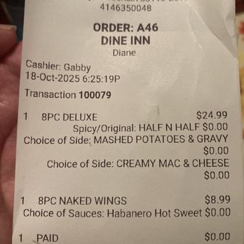 The Bird - Reasonably priced. For an eight piece, chicken, dinner deluxe, and 8 spicy wings. - Chicken Wings Near Me - Cudahy, Wisconsin