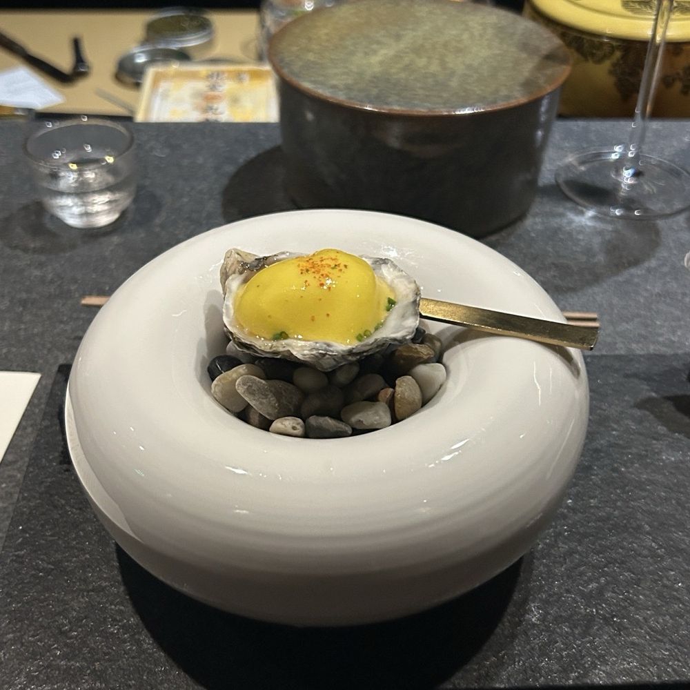 Mori - Oyster with mango foam - Sushi Bars Near Me - New York, New York Mori - Oyster with mango foam - Sushi Bars Near Me - New York, New York