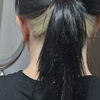 Neve Salon - Black and bleached with undercut by Kim. Toned to platinum with purple conditioner at home at my request - Hair Salons Near Me - Truckee, California Neve Salon - Black and bleached with undercut by Kim. Toned to platinum with purple conditioner at home at my request - Hair Salons Near Me - Truckee, California