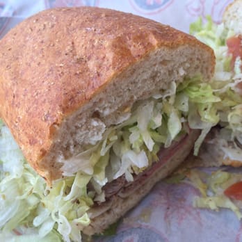Jersey Mike's Subs - Roast beef and provolone mini on wheat, Mike's Way with lettuce, tomatoes, onion, vinegar, oil, and spices - Fast Food Near Me - Gardena, California