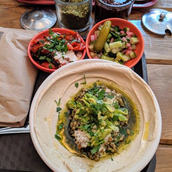 Dizengoff - Hummus chicken. $13. Pita and sides included. - Middle Eastern Near Me - Philadelphia, Pennsylvania