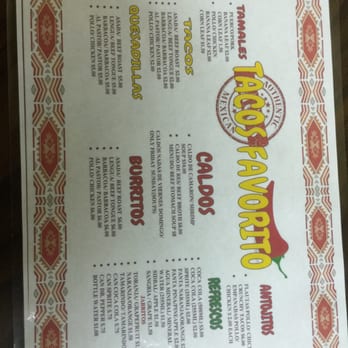 Tacos Favorito - Menu - Mexican Near Me - Montgomery, Alabama Tacos Favorito - Menu - Mexican Near Me - Montgomery, Alabama