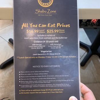 Shabu Zone - Menu price - Hot Pot Near Me - Houston, Texas