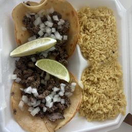 Steak tacos double rice Steak tacos double rice