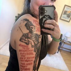 Distinked Tattoo - My matching skeleton from The Black Parade with lyrics from Disenchanted.