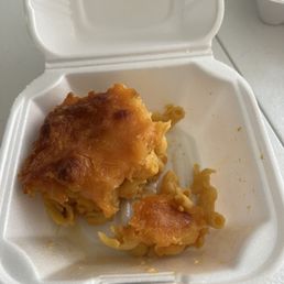 Mac and cheese after more than a few bites. Mac and cheese after more than a few bites.