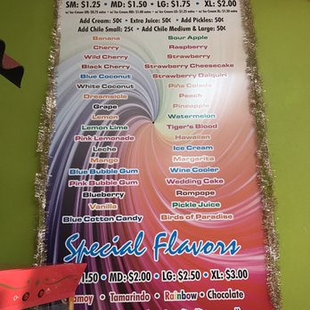 Mickeys Snow World - Raspa menu. - Desserts Near Me - South Houston, Texas