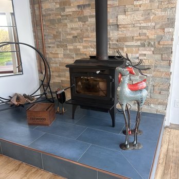 The Tile Doctor - Platform for Wood Stove Designed and Tiled by Giuseppe of Denora Tiles - Tiling Near Me - Hurley, New York The Tile Doctor - Platform for Wood Stove Designed and Tiled by Giuseppe of Denora Tiles - Tiling Near Me - Hurley, New York