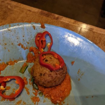 The Lakely - What's left of delicious appetizer of Chickpea Fritters - Restaurants Near Me - Eau Claire, Wisconsin