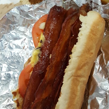 Five Guys - Bacon cheese dog. Goodness. - Burgers Near Me - San Diego, California Five Guys - Bacon cheese dog. Goodness. - Burgers Near Me - San Diego, California
