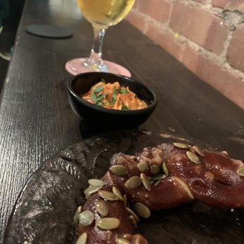 Fox Tale Fermentation Project - Plant Cultura beer and the pretzel with one of the dips. - Specialty Food Near Me - San Jose, California