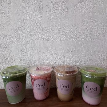 Ced Coffee & Donut - (Left-Right) Iced Matcha, Strawberry Milk, Tiramisu Einspanner & Strawberry Matcha - Coffee & Tea Near Me - Westminster, California Ced Coffee & Donut - (Left-Right) Iced Matcha, Strawberry Milk, Tiramisu Einspanner & Strawberry Matcha - Coffee & Tea Near Me - Westminster, California
