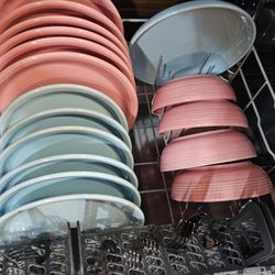 Homer Laughlin Fiesta Ware Factory - Dishes and bowls in Peony and Sky Blue