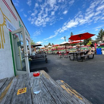 Rio Bravo - The picnic tables on asphalt - Mexican Near Me - North Bend, Washington