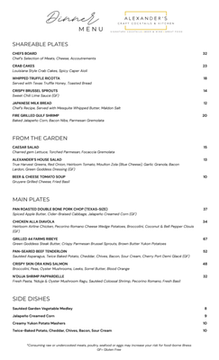 Menu photo 2 Alexander's Craft Cocktails & Kitchen Salado, TX Menu photo 2 Alexander's Craft Cocktails & Kitchen Salado, TX