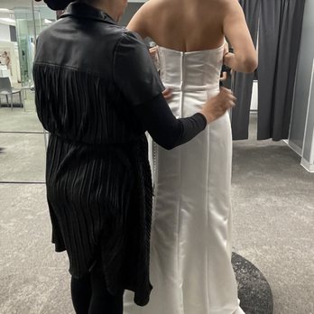David's Bridal - This employee said that it's not too tight even though it's pinching my back and you can't fit a finger in the dress. - Bridal Near Me - Burbank, California David's Bridal - This employee said that it's not too tight even though it's pinching my back and you can't fit a finger in the dress. - Bridal Near Me - Burbank, California