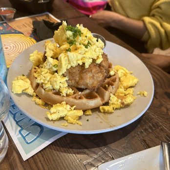 NAPA Kitchen and Wine - Chicken and waffles with scrambled eggs - Breakfast & Brunch Near Me - Midlothian, Virginia