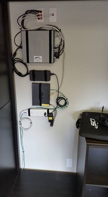Photo of 3Packet.com - Anaheim, CA, US. Clean simple install.  This is all a small business needs hanging on their closet wall - Phone system + power supply + AT&T internet modem.