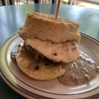 Denver Biscuit Co. - Broadway - The Franklin with mushroom gravy & a fried egg (ordered hard) - Breakfast & Brunch Near Me - Denver, Colorado Denver Biscuit Co. - Broadway - The Franklin with mushroom gravy & a fried egg (ordered hard) - Breakfast & Brunch Near Me - Denver, Colorado