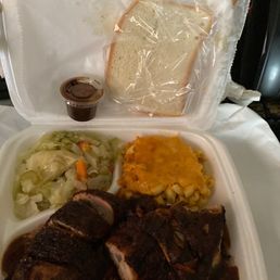 Dark jerk chicken dinner