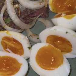 Blue eggs soft boiled