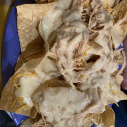 Fuzzy's Taco Shop - Shredded Chicken Nachos with lukewarm "cheese"
