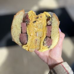 Frankel's Delicatessen - Pastrami, Egg, & Cheese on Challah Roll (~$16)