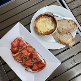Ricotta toast and Mexican eggs. (Mexican eggs are so good).