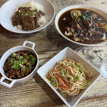 Broken Engrish - Braised Minced "Pork" on Rice [NV or V] [GF]Stewed Jackfruit "Beef" Noodle Soup [V]Slow-Cooked Peanuts [V] [GF]Beancurd Threads [V] [GF] - Taiwanese Near Me - Los Angeles, California