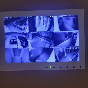 Innovation Systems - EXPANDED picture on our 65" TV of our camera views surrounding the house - Security Systems Near Me - Henderson, Nevada