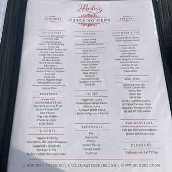 J Render's Southern Table & Bar - Catering Menu - Southern Near Me - Lexington, Kentucky J Render's Southern Table & Bar - Catering Menu - Southern Near Me - Lexington, Kentucky