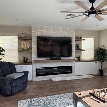 Heart Your Home - Gorgeous wooden shelving, custom cabinets, electric fireplace - Fireplace Services Near Me - Cool, California