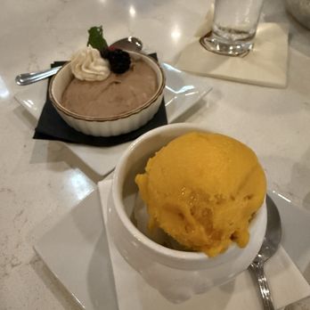 Next Door Beach Bistro - Dessert -sorbet and chocolate mousse - Seafood Near Me - Flagler Beach, Florida Next Door Beach Bistro - Dessert -sorbet and chocolate mousse - Seafood Near Me - Flagler Beach, Florida