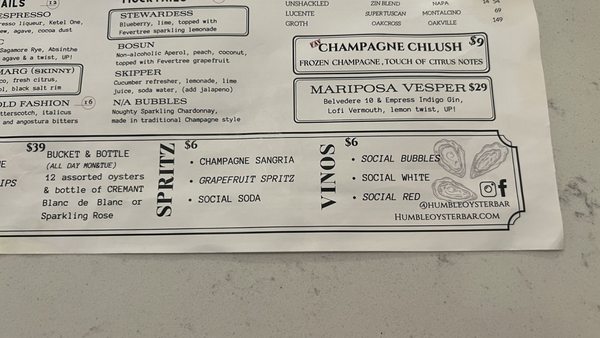 Menu photo 8 Humble Oysters & Bubbles Phoenix, AZ