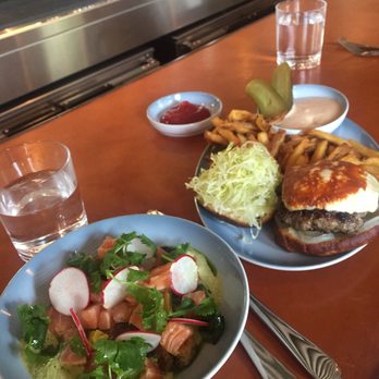 Aloette - Salmon sashimi and their famous burger! - French Near Me - Toronto, Ontario
