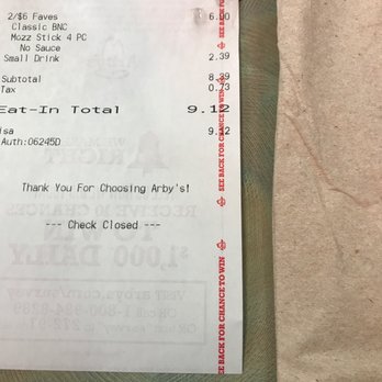 Arby's - Receipt - Fast Food Near Me - Bellingham, Washington