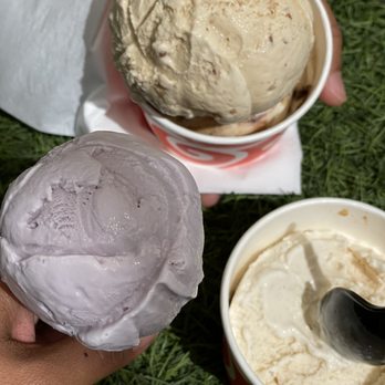 Salt & Straw - (top) Salted malted choc chip cookie dough and cold brew cashew praline, (right) cinnamon and fried chicken, (left) honey lavender - Ice Cream & Frozen Yogurt Near Me - San Ramon, California Salt & Straw - (top) Salted malted choc chip cookie dough and cold brew cashew praline, (right) cinnamon and fried chicken, (left) honey lavender - Ice Cream & Frozen Yogurt Near Me - San Ramon, California