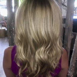 Balayage style lowlights and hair cut by Sierra